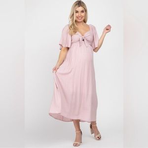 M Ott Pinkblush maternity textured pink midi dress